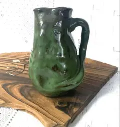 創作風　花器　花瓶　グリーン