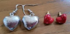 ⭐未使用⭐ハートピアス 2点セット（シルバー フック ＆ レッド スタッド）