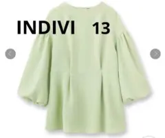 訳あり　INDIVI インディヴィ ペプラムブラウス　バルーン袖　　淡い黄緑