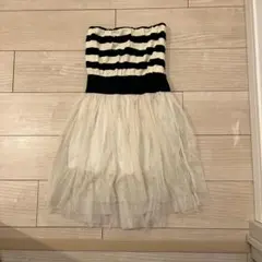 ワンピース　ドレス　ボーダー　レース　フリル　ミニワンピース　チューブトップ