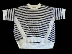 センソユニコボーダー柄 半袖Tシャツ 切り替えデザインMサイズ新品未使用品のサムネイル