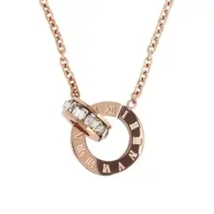 ネックレス K18 ピンクゴールドフィルド ローマ数字 ダイヤモンド ペンダント