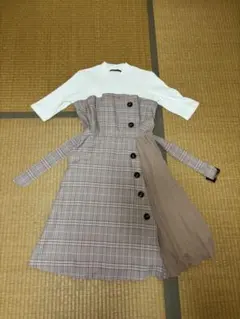 チェック柄長袖ワンピース Mサイズ