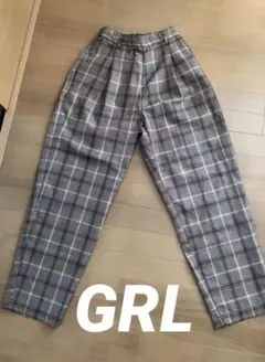 美品【GRL グレイル】テーパードシェフパンツ　チェック　茶色　ブラウン　S