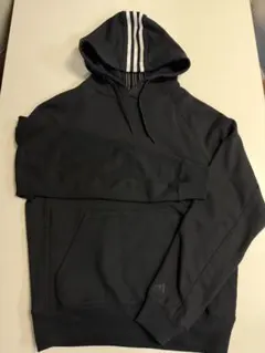 adidas 黒 パーカー フード3本ストライプ