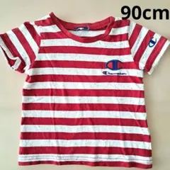 チャンピオン 90cm Tシャツ ボーダー 赤×白 半袖 Champion