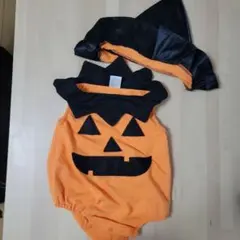 オレンジ かぼちゃ コスチューム　ベビー80cm