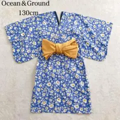 極美品✨Ocean&Ground 浴衣 ワンピース デニムレイヤー 130㎝