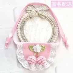 いつぬい ぬい用 花付き さくらんぼ スタイ よだれかけ 薄 ピンク モンぬい