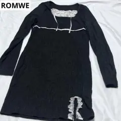 ROMWE ニットワンピ　L レースフリル Y2K
