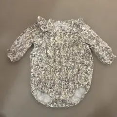 オーガニックコットン 花柄ロンパース　80cm イエロー