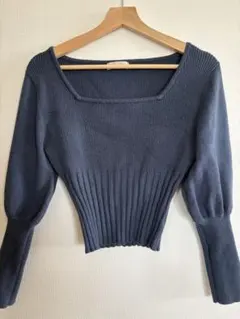 FREE'S MART ネイビー スクエアネック セーター