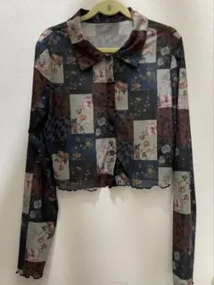 SHEIN MOD　花柄　シースルー　ブラウス　シャツ　Lサイズのサムネイル