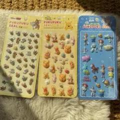 ぷくぷくシール　3枚セット　トイストーリー　プーさん　トムとジェリー