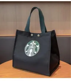 新品　スタバ トート ハンド ランチ　バック　ブラック　キャンバス　男女兼用のサムネイル