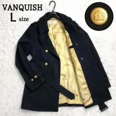 キヨシと花様専用 美品✨VANQUISH ベルト付きピーコート ロゴ刻印金ボタン