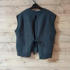 ケイット　ニットベスト　グレー　Ｍ　バックリボン