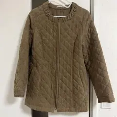 ELLE PLANETE ブラウン キルティング ノーカラー ジャケット