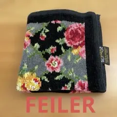 フェイラーFEILER 花柄　黒✖️ピンク　ハンカチ