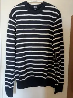ユニクロ スーピマコットンボーダークルーネックセーター S メンズ ニット