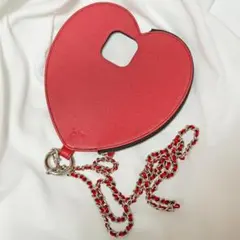 【ajew】iPhone15pro ハートチェーン ケース レッド エジュー