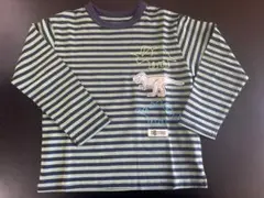 kp 新品　恐竜刺繍 ストライプ柄 長袖カットソー 120センチ　綿100