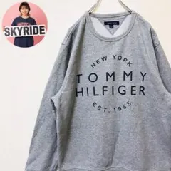 美品 トミーヒルフィガー スウェット トレーナー ロゴ グレー XL ゆるだぼ