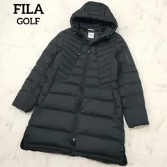 FILA GOLF　ダウンコート　フード　袖裏ファー　ブラック　防寒　LLサイズ