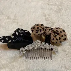 ヘアーアクセサリー3点セット リボンクリップ二色セット&パールヘアーアクセサリー