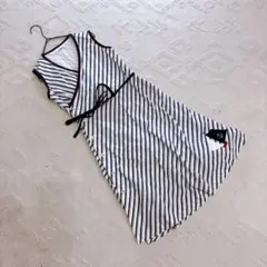 familiar ワンピース ラップ ストライプ ノースリーブ ミニワンピース