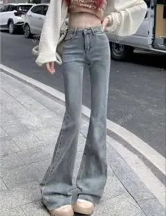 SHEIN フレアレッグ ウォッシュデニム