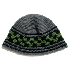 クロシェハット　クラッシャーハット　バケットハット　グレー×ブラック×カーキ