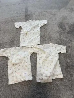 【美品未使用】ミキハウス動物柄コットンベビー短肌着3枚セット50cm