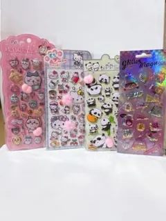 キティ ちいかわ パンダ お尻シール 肉球シール&シャカシャカシール４枚セット