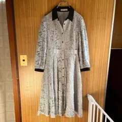 ミッシュマッシュ　花柄ロングワンピース　レース　水色グレー　MISCHMASCH