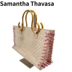 Samantha Thavasa ハンドバッグ ドット柄 ウッドハンドル