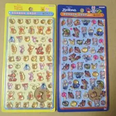 ボンボンドロップシール　mini　くまのプーさん　ズートピア　セット