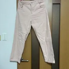 カジュアルパンツ 薄ピンク コットン混紡