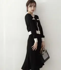 PROPORTION レトロバイカラーニットセットアップ　ブラック　Мサイズ