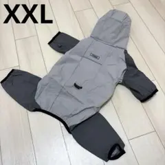 犬用 レインコート つなぎタイプ グレー 中小犬用 通気 防水 XXL カッパ
