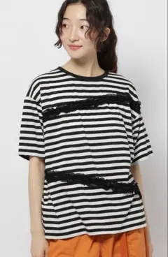 ニコアンド　レースドッキングTシャツ