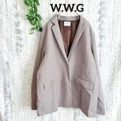 【W.W.G】 綺麗めレディーステーラードジャケット チェック (F) ブラウン