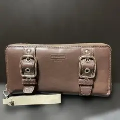 コーチ　財布　革　ブラウン