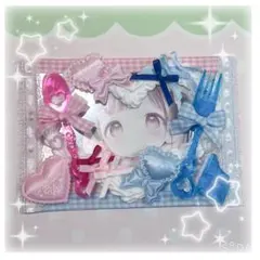 ❤︎トレカケースデコ 量産型 平成女児 ホイップデコ リボン ピンク 水色❤︎