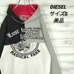 メンズ☆ディーゼル　リバーシブル　プルオーバーパーカー　両面ロゴ　フーディ　S