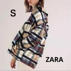 美品　ZARA　ザラ　コート　ジャケット　チェック　シャツ　アウター　レディース