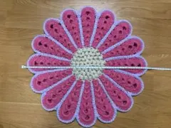 ハンドメイド フラワーモチーフ ニットマット