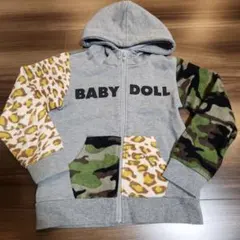 BABYDOLL 迷彩 ヒョウ柄 グレーフード付きパーカー 120