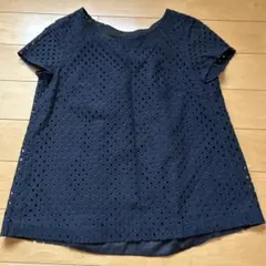 grand table ネイビー レース 半袖ブラウス バックリボンのサムネイル