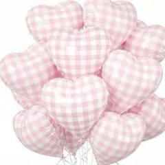 ハートバルーン　5個　ピンク　チェック　誕生日　バースデー　風船　装飾　1歳